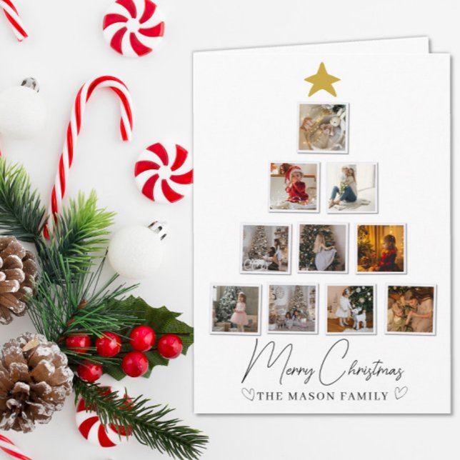 Cartão de Natal em forma de árvore com 10 fotos (Criador carregado)