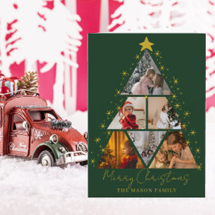 Cartão de Natal em forma de árvore com 6 fotos