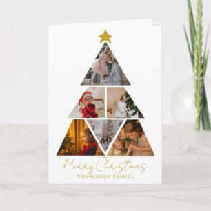 Cartão de Natal em forma de árvore com 6 fotos