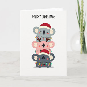 Cartão de Natal em Torre Koala, bonito, com Santa 