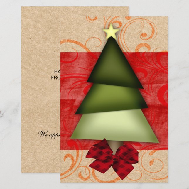Cartão de Natal Empresarial Árvore de Natal em Pap (Frente/Verso)