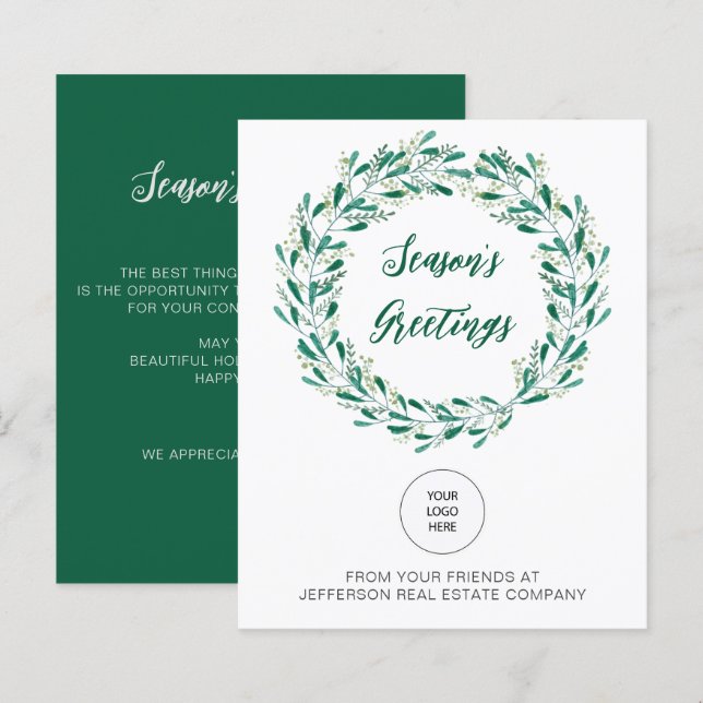 Cartão de Natal Empresarial com Logotipo de Grinal (Frente/Verso)