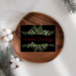 Cartão de Natal Empresarial Pine Holly Script Holi