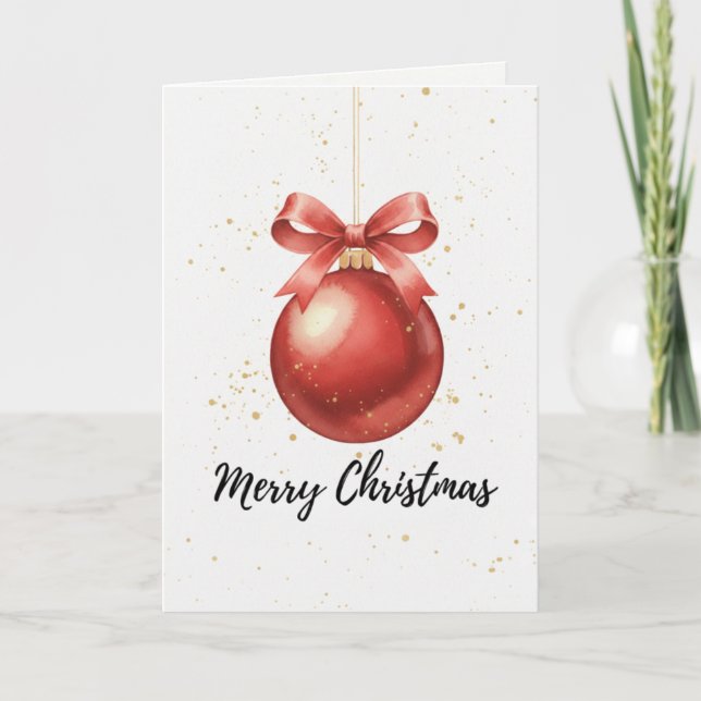 Cartão de Natal Enfeite Vermelho Ornamento (Frente)