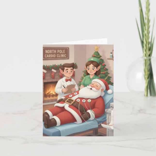Cartão de Natal Engraçado/Bonito para Técnicos EKG (Frente)