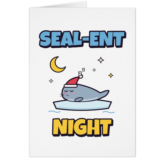 Cartão de Natal Engraçado com Foca - Noite de Foca (Frente)