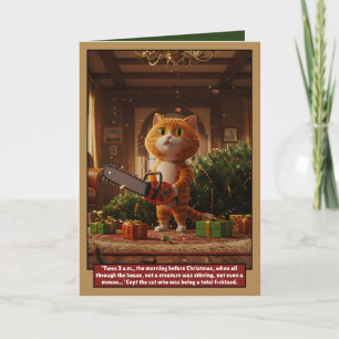 Cartão de Natal engraçado de gato às 3 da manhã