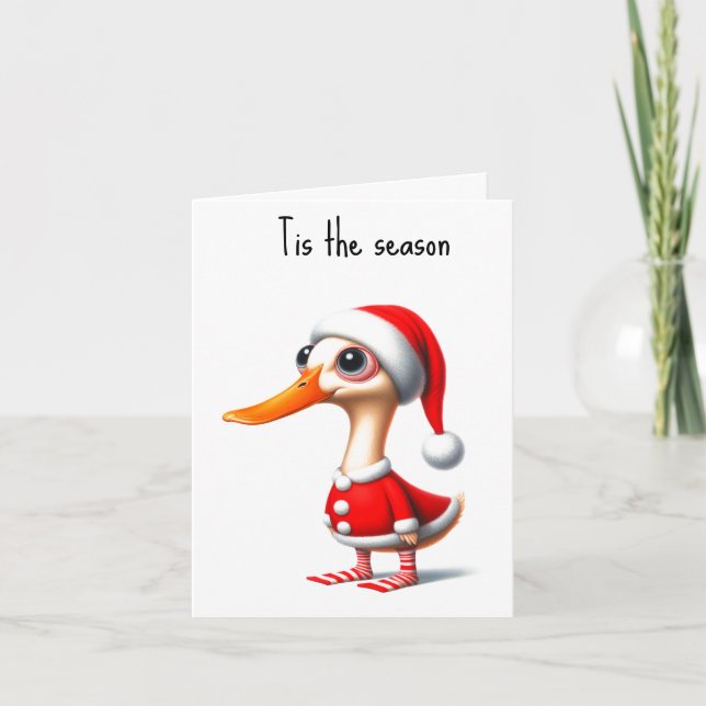 Cartão de Natal Engraçado de Pato Animado (Frente)
