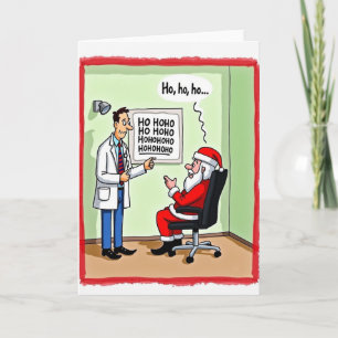 Cartão de Natal engraçado do Papai Noel no exame d