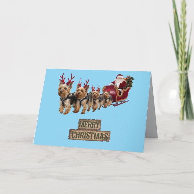 Cartão de Natal engraçado do Yorkie (Frente)
