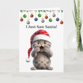 Cartão de Natal Engraçado e Caprichoso de Gato Fof