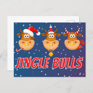 Cartão de Natal Engraçado Jingle Bulls