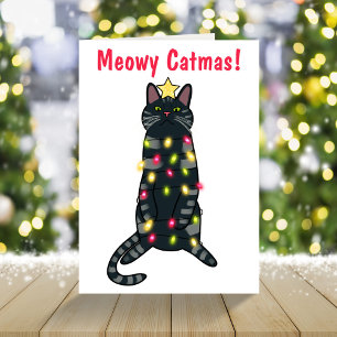 Cartão de Natal engraçado para gatos pretos
