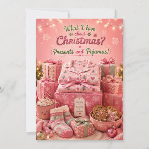 Cartão de Natal Engraçado Presentes e Pijamas
