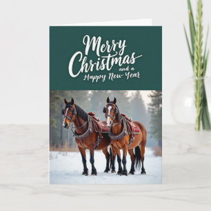 Cartão de Natal Equino Elegante