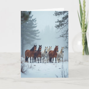 Cartão de Natal Equino Nevado
