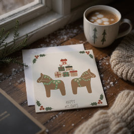 Cartão de Natal Escandinavo do Cavalo Dala