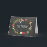 Cartão de Natal espanhol floral do vintage do<br><div class="desc">O cartão espanhol do Feliz Natal no teste padrão rústico do quadro com flores do vintage envolve a ilustração e entrega texto indicado por letras do estilo,  deseja seus amigos e poço da família esta época natalícia com este cartão moderno.</div>