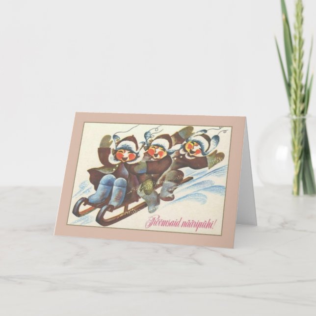 Cartão de Natal estónio retro de Rõõmsaid (Frente)