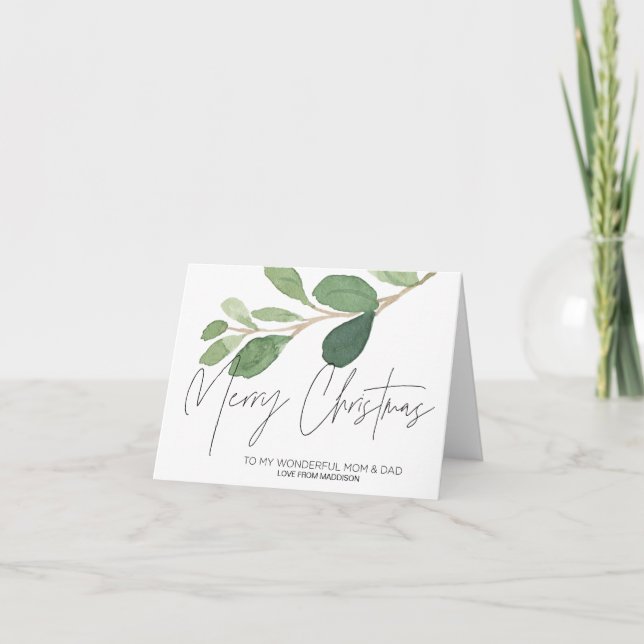 Cartão de Natal Eucalyptus para mãe e Pai (Frente)