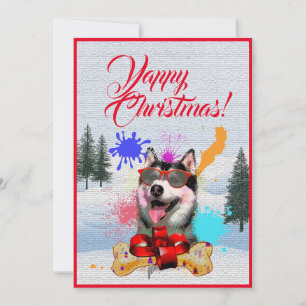 Cartão de Natal Fácil e Divertido de Husky Siberia