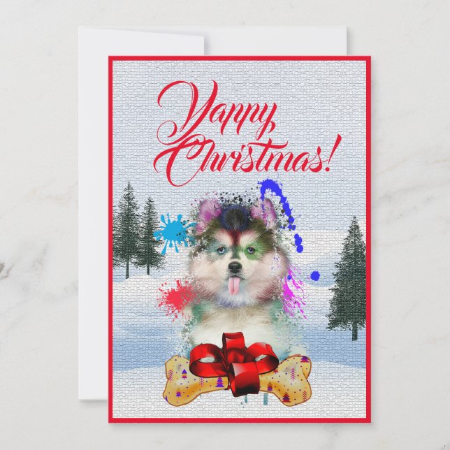 Cartão de Natal Fácil e Divertido de Pomsky (Frente)