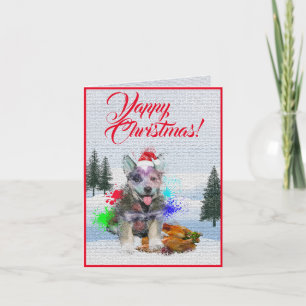 Cartão de Natal Fácil Personalizado Cachorro Blue 