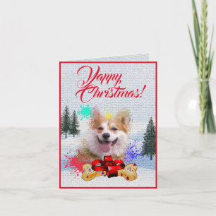 Cartão de Natal Fácil Personalizado Corgi Cachorro