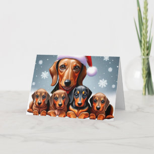 Cartão de Natal Família Dachshund