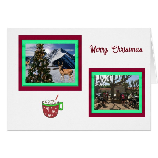 Cartão de Natal Feliz com Colagem de Fotos (Frente Horizontal)