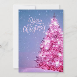 Cartão de Natal feliz da árvore de natal rosa
