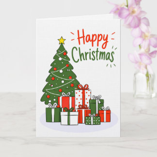 Cartão de Natal Feliz de Linho Premium
