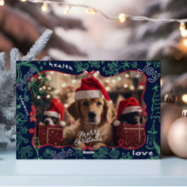 Cartão de Natal Feliz Desenhado para a Mão Fotográ