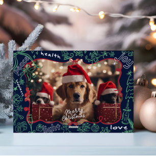 Cartão de Natal Feliz Desenhado para a Mão Fotográ