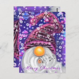 Cartão De Natal Feliz Gnomo Em Cantos Roxos