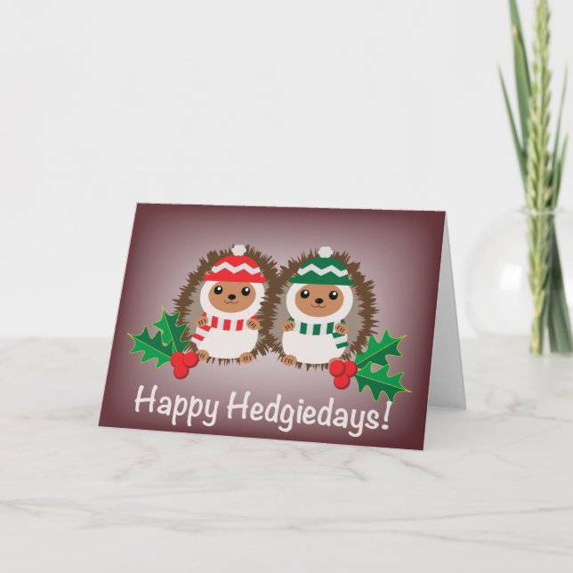 Cartão de Natal Feliz Hedgiedays (Frente)