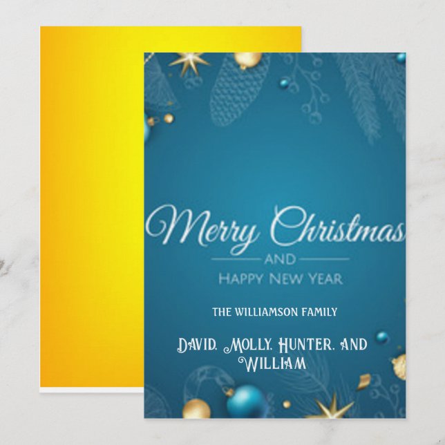 Cartão de Natal Feliz Natal Azul (Frente/Verso)