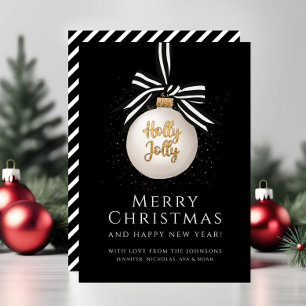 Cartão de Natal Feliz Natal Bauble Black White
