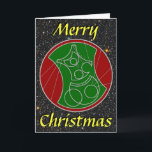Cartão de Natal: Feliz Natal estrelado<br><div class="desc">Desejo outro Feliz Natal na escrita circular!  : D  

 Parte dianteira:  "Feliz Natal" no inglês e em um alfabeto circular,  contra um fundo estrelado.  
 Direito interno: Feliz Natal apenas na escrita circular
 Esquerdo interno:  "Tenha um dia maravilhoso!"

 Todo o inglês no cartão pode ser alterado.</div>