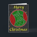 Cartão de Natal: Feliz Natal estrelado<br><div class="desc">Desejo outro Feliz Natal na escrita circular!  : D  

 Parte dianteira:  "Feliz Natal" no inglês e em um alfabeto circular,  contra um fundo estrelado.  
 Direito interno: Feliz Natal apenas na escrita circular
 Esquerdo interno:  "Tenha um dia maravilhoso!"

 Todo o inglês no cartão pode ser alterado.</div>
