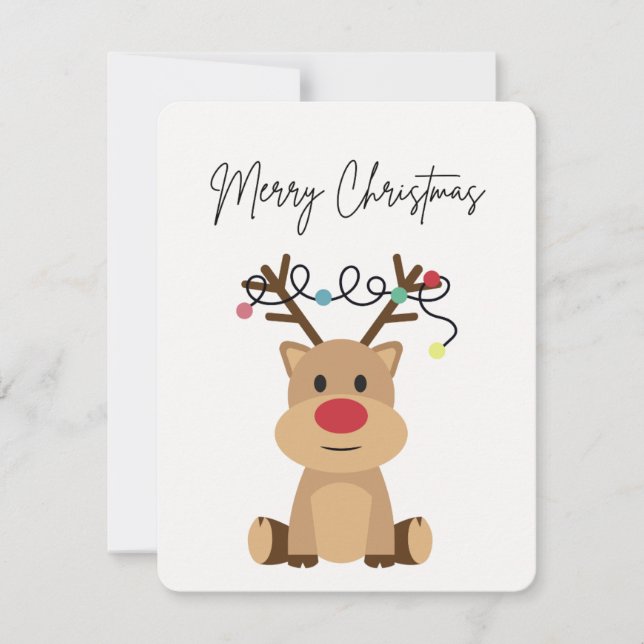 Cartão de Natal "Feliz Natal" - Reindeer (Frente)