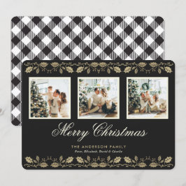 Cartão de Natal Feliz para a Xadrez Branca Preta