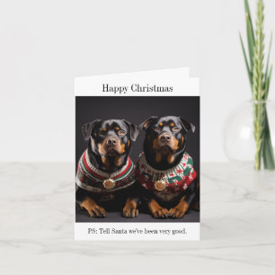 Cartão de Natal Feliz para Cães Rottweiller