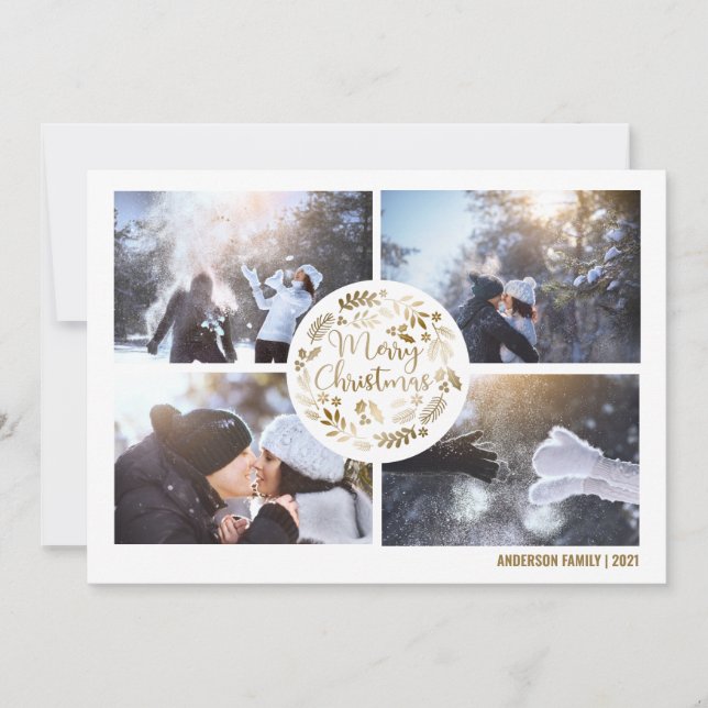 Cartão de Natal Feliz para Colagem de Fotos (Frente)