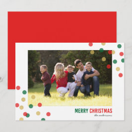 Cartão de Natal Feliz para Confetti Dourado Verde 