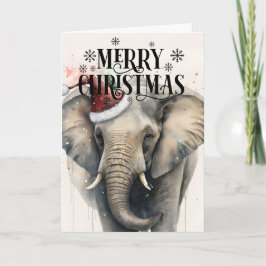 Cartão de Natal Feliz para Elefante Fofo
