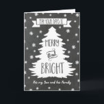 Cartão de Natal Feliz para Filho e Família<br><div class="desc">Feliz cartão de cumprimentos de Natal para seu filho e sua família com padrão rústico de quadro de quadro,  árvore de natal e flocos de neve. Deseje à família do seu filho bem nesta temporada de férias com este cartão de na moda.</div>