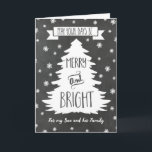 Cartão de Natal Feliz para Filho e Família<br><div class="desc">Feliz cartão de cumprimentos de Natal para seu filho e sua família com padrão rústico de quadro de quadro,  árvore de natal e flocos de neve. Deseje à família do seu filho bem nesta temporada de férias com este cartão de na moda.</div>