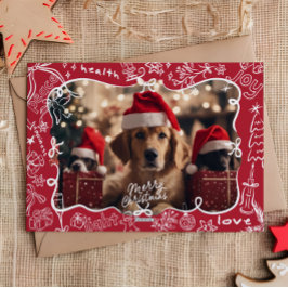 Cartão de Natal Feliz para Foto Desenhada à Mão