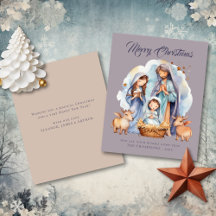 Cartão de Natal Feliz para Natividade e Bonito Orç